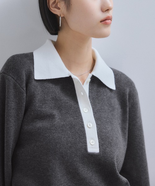 新品未使用タグ付き Sustainableレイヤードポロニットプルオーバー WEB限定】・【サステナブル】バイカラーポロニットプルオーバー