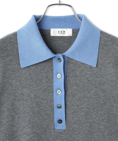 WEB限定】・【サステナブル】バイカラーポロニットプルオーバー