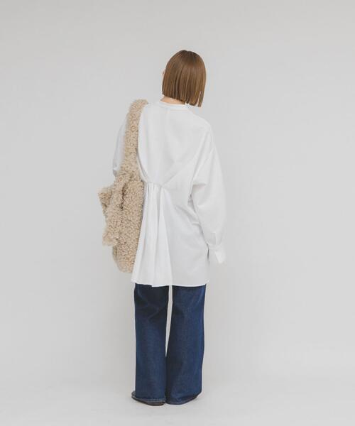 KBF(ケイビーエフ)の「ウエストタックロングシャツ(シャツ/ブラウス・レディース・グリーン系その他/オフホワイト/チャコールグレー・ONE)」の9枚目の写真