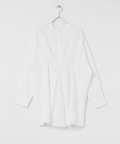 KBF(ケイビーエフ)の「ウエストタックロングシャツ(シャツ/ブラウス・レディース・グリーン系その他/オフホワイト/チャコールグレー・ONE)」の11枚目の写真