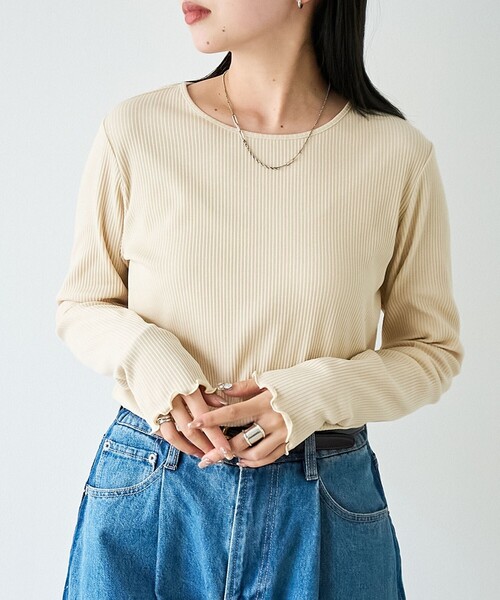 coen(コーエン)の「【定番 / 新色追加】メロークルーネックロンT(Tシャツ/カットソー・レディース・コバルトブルー/その他1/ブラック/オフホワイト/ブラウン/ライム/クリーム・L/M)」の4枚目の写真