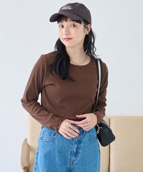 coen(コーエン)の「【定番/再入荷/新色登場】メロークルーネックロンT(Tシャツ/カットソー・レディース・コバルトブルー/その他1/ブラック/オフホワイト/ブラウン/ライム/クリーム・L/M)」の19枚目の写真