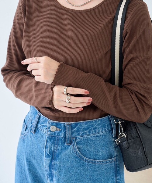 coen(コーエン)の「【定番/再入荷/新色登場】メロークルーネックロンT(Tシャツ/カットソー・レディース・コバルトブルー/その他1/ブラック/オフホワイト/ブラウン/ライム/クリーム・L/M)」の21枚目の写真