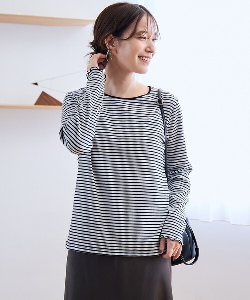 coen(コーエン)の「【定番 / 新色追加】メロークルーネックロンT(Tシャツ/カットソー・レディース・コバルトブルー/その他1/ブラック/オフホワイト/ブラウン/ライム/クリーム・L/M)」の15枚目の写真