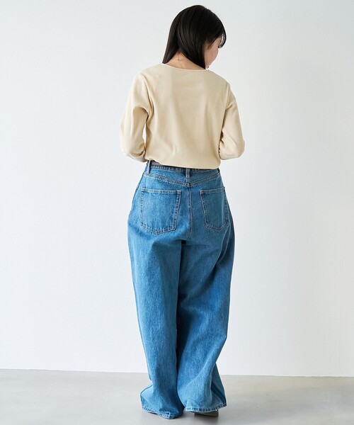 coen(コーエン)の「【定番/再入荷/新色登場】メロークルーネックロンT(Tシャツ/カットソー・レディース・コバルトブルー/その他1/ブラック/オフホワイト/ブラウン/ライム/クリーム・L/M)」の14枚目の写真