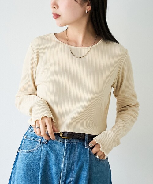 coen(コーエン)の「【定番/再入荷/新色登場】メロークルーネックロンT(Tシャツ/カットソー・レディース・コバルトブルー/その他1/ブラック/オフホワイト/ブラウン/ライム/クリーム・L/M)」の15枚目の写真