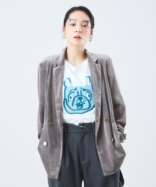 セール】ベロア テーラードジャケット（テーラードジャケット