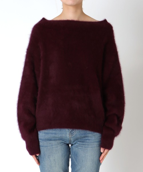 Jines（ジネス）の「フォックスカシミヤ オフショルダープルオーバー（ニット/セーター・レディース・ブルー/アイボリー/ワイン/ピンク・38）」の20枚目の写真