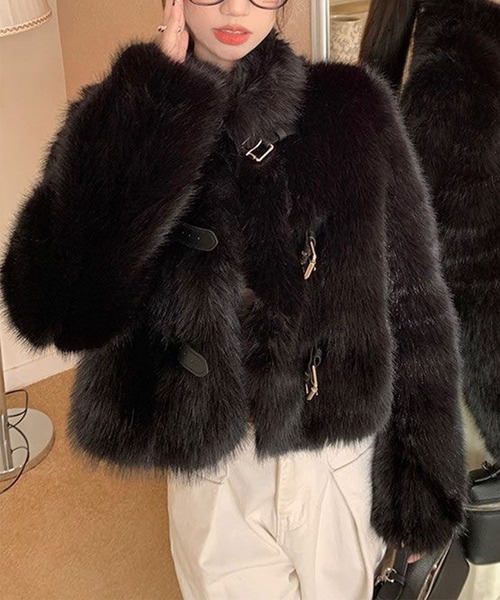 セール】フロントベルト付きファーコート（その他アウター