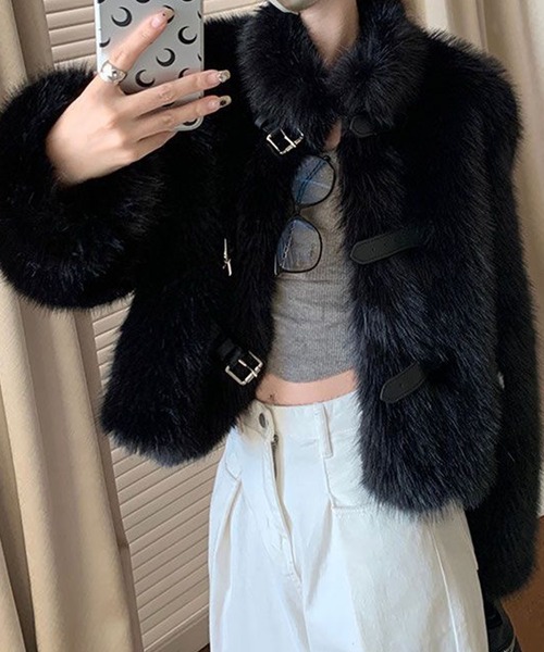 セール】フロントベルト付きファーコート（その他アウター