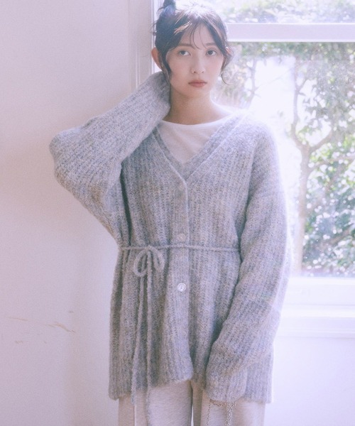 earth music&ecology（アースミュージックアンドエコロジー）の「MIXカラーブークレカーディガン（カーディガン/ボレロ・レディース・ライトブルー/オレンジ系その他/チャコールグレー/ベージュ・FREE）」の3枚目の写真