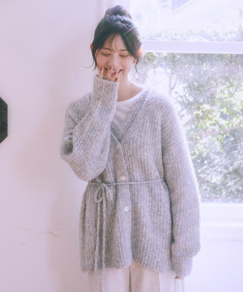 earth music&ecology（アースミュージックアンドエコロジー）の「MIXカラーブークレカーディガン（カーディガン/ボレロ・レディース・ライトブルー/オレンジ系その他/チャコールグレー/ベージュ・FREE）」の16枚目の写真