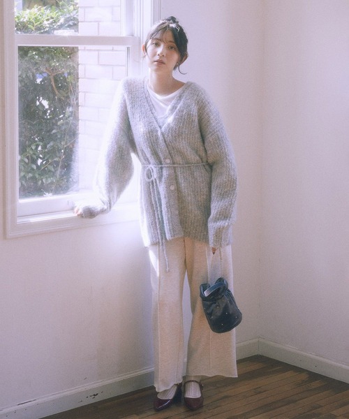 earth music&ecology（アースミュージックアンドエコロジー）の「MIXカラーブークレカーディガン（カーディガン/ボレロ・レディース・ライトブルー/オレンジ系その他/チャコールグレー/ベージュ・FREE）」の13枚目の写真