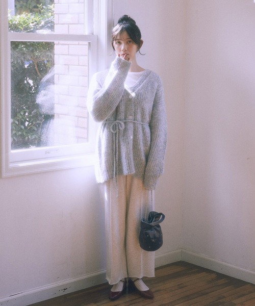 earth music&ecology（アースミュージックアンドエコロジー）の「MIXカラーブークレカーディガン（カーディガン/ボレロ・レディース・ライトブルー/オレンジ系その他/チャコールグレー/ベージュ・FREE）」の15枚目の写真