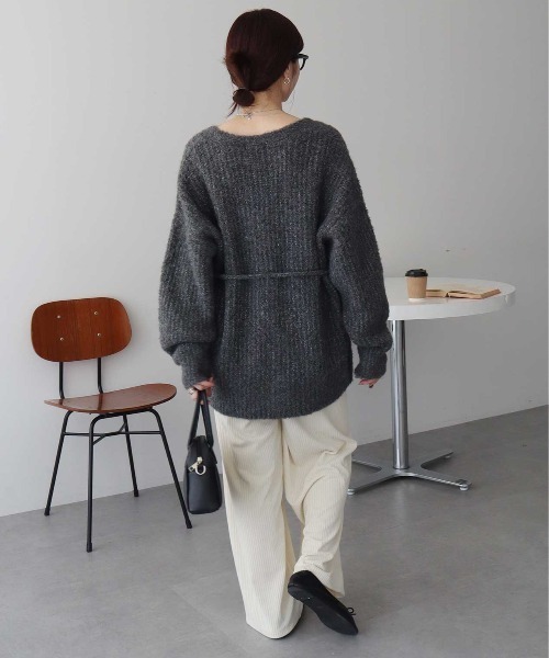 earth music&ecology（アースミュージックアンドエコロジー）の「MIXカラーブークレカーディガン（カーディガン/ボレロ・レディース・ライトブルー/オレンジ系その他/チャコールグレー/ベージュ・FREE）」の5枚目の写真