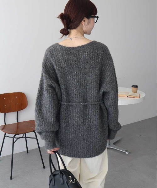 earth music&ecology（アースミュージックアンドエコロジー）の「MIXカラーブークレカーディガン（カーディガン/ボレロ・レディース・ライトブルー/オレンジ系その他/チャコールグレー/ベージュ・FREE）」の9枚目の写真