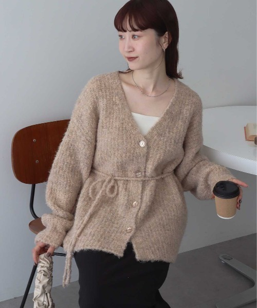 earth music&ecology（アースミュージックアンドエコロジー）の「MIXカラーブークレカーディガン（カーディガン/ボレロ・レディース・ライトブルー/オレンジ系その他/チャコールグレー/ベージュ・FREE）」の22枚目の写真