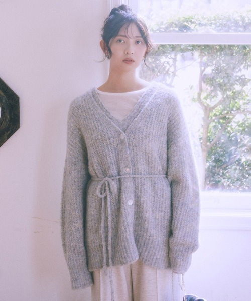 earth music&ecology（アースミュージックアンドエコロジー）の「MIXカラーブークレカーディガン（カーディガン/ボレロ・レディース・ライトブルー/オレンジ系その他/チャコールグレー/ベージュ・FREE）」の14枚目の写真