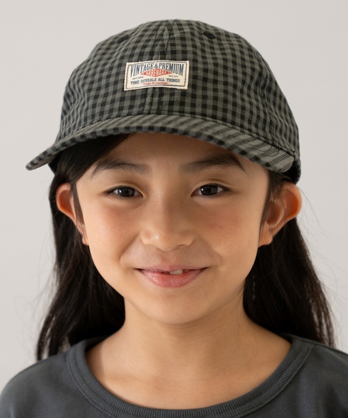 and D. petit main（アンドディープティマイン）の「カラーギンガムキャップ（キャップ・キッズ・ブルー/ベージュ/チャコール・56cm）」の2枚目の写真
