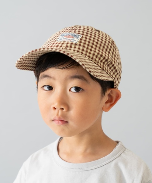 and D. petit main（アンドディープティマイン）の「カラーギンガムキャップ（キャップ・キッズ・ブルー/ベージュ/チャコール・56cm）」の4枚目の写真
