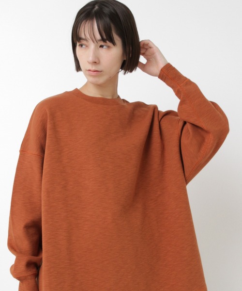 RNA-N(アールエヌエーエヌ)の「M2543 スラブスムースオーバーサイズプルオーバー(Tシャツ/カットソー・レディース・オレンジ/杢グレー/ブラック/キナリ・FREE)」の1枚目の写真