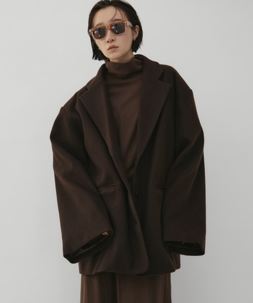 VION（ヴィオン）の「Wool Like Jacket / ウールライクジャケット（テーラードジャケット・レディース・ブラウン/ネイビー/チャコールグレー・FREE）」の3枚目の写真