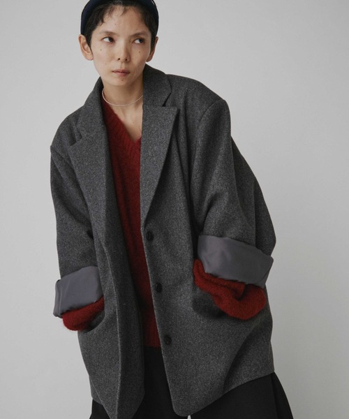 VION（ヴィオン）の「Wool Like Jacket / ウールライクジャケット（テーラードジャケット・レディース・ブラウン/ネイビー/チャコールグレー・FREE）」の2枚目の写真
