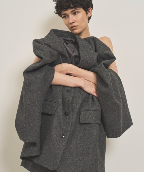 VION（ヴィオン）の「Wool Like Jacket / ウールライクジャケット（テーラードジャケット・レディース・ブラウン/ネイビー/チャコールグレー・FREE）」の22枚目の写真