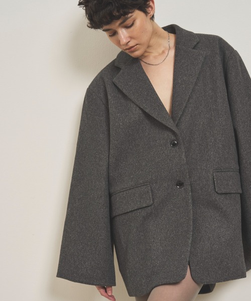 VION（ヴィオン）の「Wool Like Jacket / ウールライクジャケット（テーラードジャケット・レディース・ブラウン/ネイビー/チャコールグレー・FREE）」の20枚目の写真