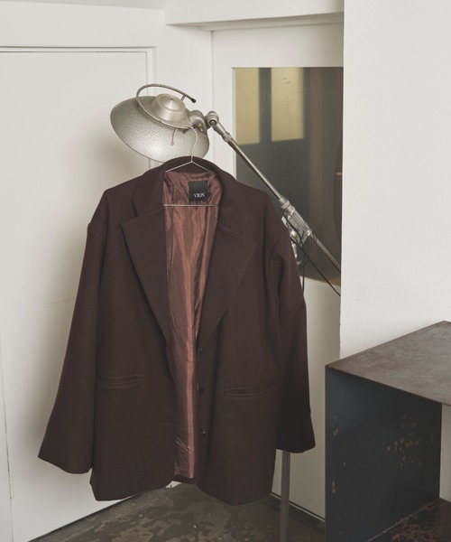 VION（ヴィオン）の「Wool Like Jacket / ウールライクジャケット（テーラードジャケット・レディース・ブラウン/ネイビー/チャコールグレー・FREE）」の17枚目の写真