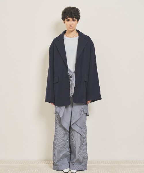 VION（ヴィオン）の「Wool Like Jacket / ウールライクジャケット（テーラードジャケット・レディース・ブラウン/ネイビー/チャコールグレー・FREE）」の4枚目の写真