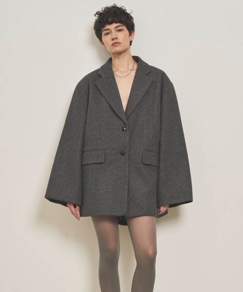 VION（ヴィオン）の「Wool Like Jacket / ウールライクジャケット（テーラードジャケット・レディース・ブラウン/ネイビー/チャコールグレー・FREE）」の5枚目の写真