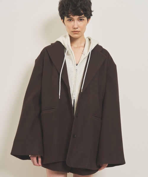 VION（ヴィオン）の「Wool Like Jacket / ウールライクジャケット（テーラードジャケット・レディース・ブラウン/ネイビー/チャコールグレー・FREE）」の6枚目の写真