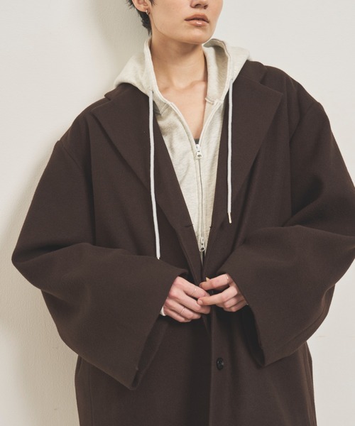 VION（ヴィオン）の「Wool Like Jacket / ウールライクジャケット（テーラードジャケット・レディース・ブラウン/ネイビー/チャコールグレー・FREE）」の7枚目の写真