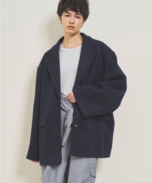 VION（ヴィオン）の「Wool Like Jacket / ウールライクジャケット（テーラードジャケット・レディース・ブラウン/ネイビー/チャコールグレー・FREE）」の8枚目の写真