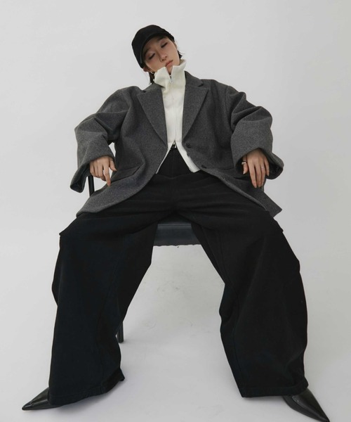 VION（ヴィオン）の「Wool Like Jacket / ウールライクジャケット（テーラードジャケット・レディース・ブラウン/ネイビー/チャコールグレー・FREE）」の11枚目の写真