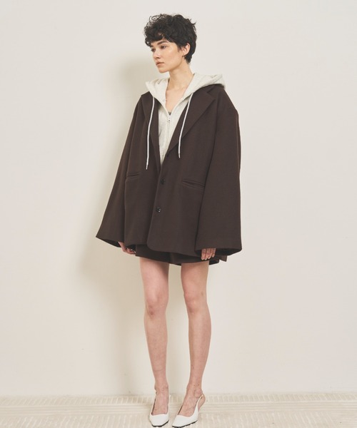 VION（ヴィオン）の「Wool Like Jacket / ウールライクジャケット（テーラードジャケット・レディース・ブラウン/ネイビー/チャコールグレー・FREE）」の13枚目の写真