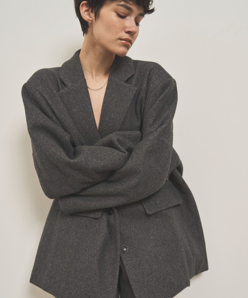 VION（ヴィオン）の「Wool Like Jacket / ウールライクジャケット（テーラードジャケット・レディース・ブラウン/ネイビー/チャコールグレー・FREE）」の18枚目の写真