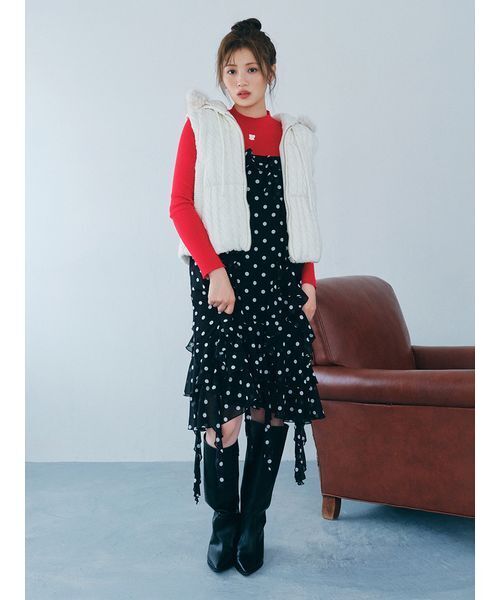FURFUR（ファーファー）の「フリルキャミソールワンピース（ワンピース・レディース・アニマル/ドット/チェック・F）」の6枚目の写真