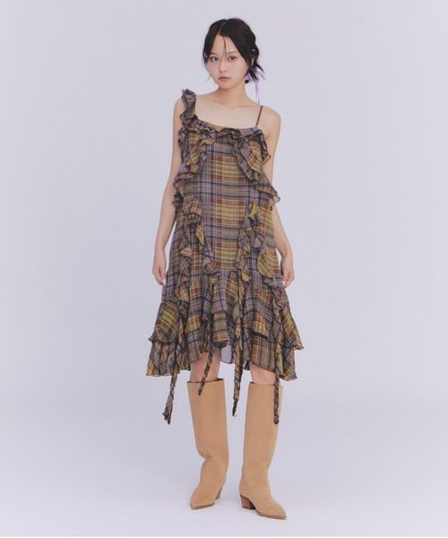 FURFUR（ファーファー）の「フリルキャミソールワンピース（ワンピース・レディース・アニマル/ドット/チェック・F）」の3枚目の写真