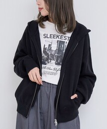 coen | スウェットライク ニットジップパーカー(パーカー)