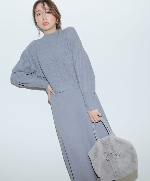 ANY SIS(エニィスィス)の「【2SET】ニット ボレロ × ワンピース セット(ワンピース・レディース・ブラック系/スカイブルー系/グレー系・X-SMALL)」の3枚目の写真