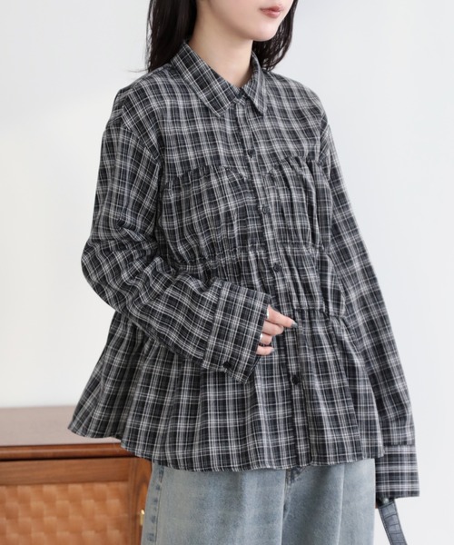 SUNFLOWER EIGHT(サンフラワーエイト)の「シャーリングチェックシャツ(シャツ/ブラウス・レディース・ブラック/ブラウン・M)」の22枚目の写真