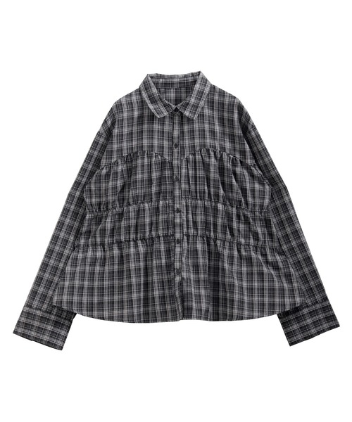 SUNFLOWER EIGHT(サンフラワーエイト)の「シャーリングチェックシャツ(シャツ/ブラウス・レディース・ブラック/ブラウン・M)」の13枚目の写真