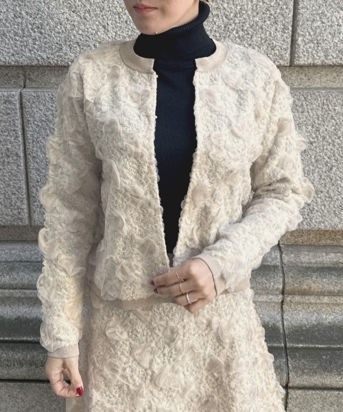 JENNE(ジェンヌ)の「3層編みラグジュアリーニットカーディガン(カーディガン/ボレロ・レディース・ベージュ/サックスブルー/ブラック・LARGE/MEDIUM/SMALL)」の8枚目の写真