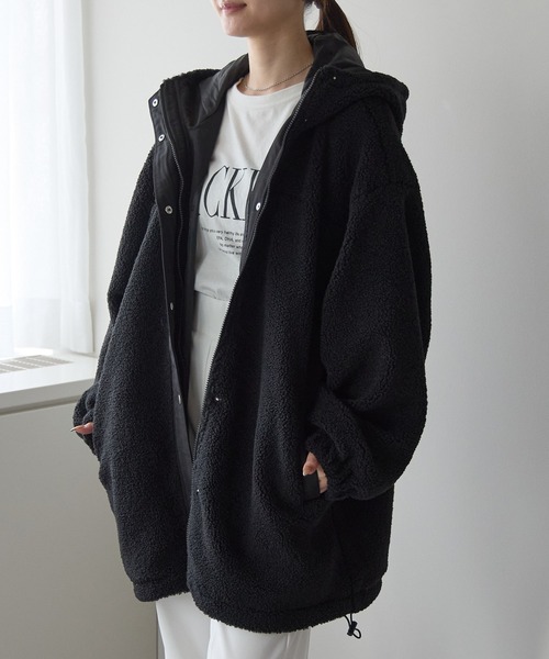 PREFERIR（プレフェリール）の「ボア ブルゾン フーテッド ミドル丈