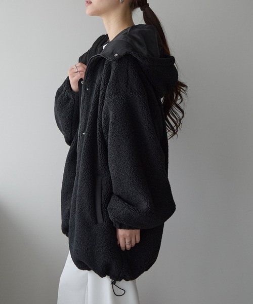 美品✨️モラビト　ブルゾン　フード　ダブルジッパー　ブラック　38 セール】《JaVa ジャバコラボ》大人の高見えカジュアル。テディ