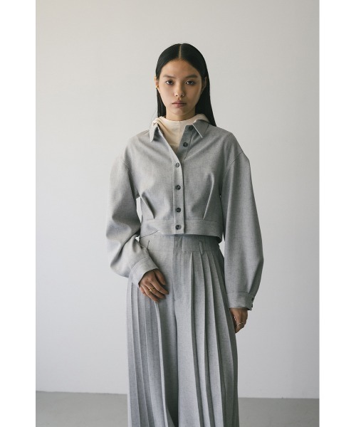 STYLEMIXER(スタイルミキサー)の「メランジショートシャツ(シャツ/ブラウス・レディース・ブラウン/ライトグレー/チャコールグレー・FREE)」の8枚目の写真