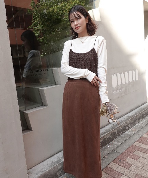 CORNERS（コーナーズ）の「ネップラメボーダービスチェ（キャミソール・レディース・ブラウン/アイボリー/ブラック・M）」の5枚目の写真