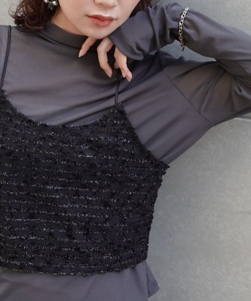 CORNERS（コーナーズ）の「ネップラメボーダービスチェ（キャミソール・レディース・ブラウン/アイボリー/ブラック・M）」の12枚目の写真